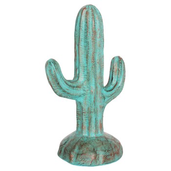 DECORATIVE FLOOR STANDING CACTUS FK4386.03S PLASTER IN TURQUOISE 42x30x74Hcm.