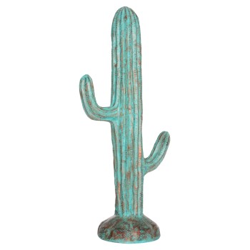 DECORATIVE FLOOR STANDING CACTUS FK4386.03L PLASTER IN TURQUOISE 63x37x150Hcm.