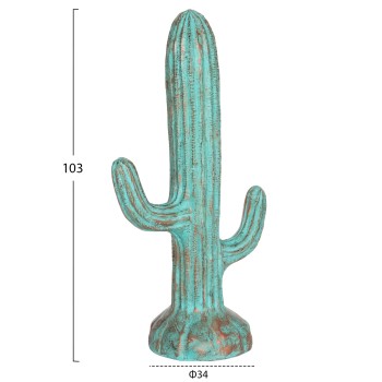 DECORATIVE FLOOR STANDING CACTUS FK4386.03M PLASTER IN TURQUOISE 54x34x103Hcm.