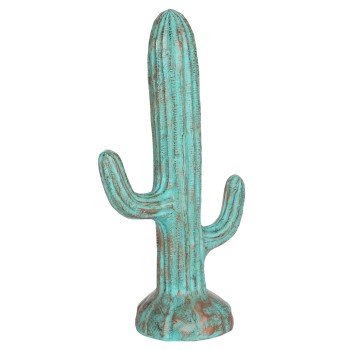 DECORATIVE FLOOR STANDING CACTUS FK4386.03M PLASTER IN TURQUOISE 54x34x103Hcm.
