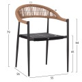 OUTDOOR DINING CHAIR BERG FK6284.02 ALUMINUM & TEXTILENE IN DARK GREY--P.E.TWISTED RATTAN 55x56x79Hcm. OUTDOOR DINING CHAIR BERG FK6284.02 ALUMINUM & TEXTILENE IN DARK GREY--P.E.TWISTED RATTAN 55x56x79Hcm.