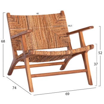 ARMCHAIR TONDO FK9914 TEAK WOOD & BANANA ROPE MATTING IN NATURAL COLOR 69x74x68Hcm. ARMCHAIR TONDO FK9914 TEAK WOOD & BANANA ROPE MATTING IN NATURAL COLOR 69x74x68Hcm.