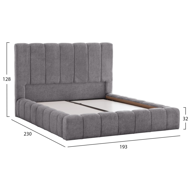 BED WITH STORAGE SPACE REMO FK719.22 TEDDY FABRIC IN GREY-FOR MATTRESS 160x200cm. BED WITH STORAGE SPACE REMO FK719.22 TEDDY FABRIC IN GREY-FOR MATTRESS 160x200cm.
