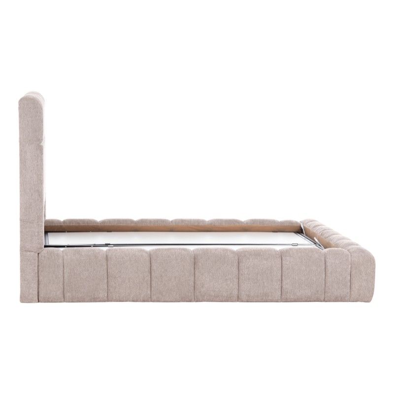 BED WITH STORAGE SPACE RAMON FK720.10 TEDDY FABRIC IN BEIGE-FOR MATTRESS 160x200cm. BED WITH STORAGE SPACE RAMON FK720.10 TEDDY FABRIC IN BEIGE-FOR MATTRESS 160x200cm.