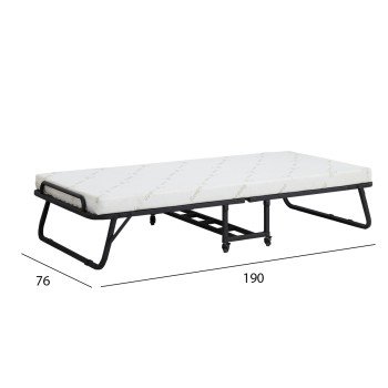 PORTABLE FOLDING BED WITH MATTRESS NETTI FK691.01 METAL IN MATTE BLACK 190x76x30Hcm. PORTABLE FOLDING BED WITH MATTRESS NETTI FK691.01 METAL IN MATTE BLACK 190x76x30Hcm.