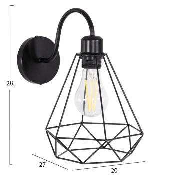 WALL SCONCE MILID FK4468 METAL IN BLACK 20x27x28Hcm.