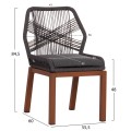 ALUMINUM DINING CHAIR HOWARD FK5547.11 BROWN COLOR--ROPE & CUSHION IN DARK GREY 55.5x60x84.5Hcm. ALUMINUM DINING CHAIR HOWARD FK5547.11 BROWN COLOR--ROPE & CUSHION IN DARK GREY 55.5x60x84.5Hcm.