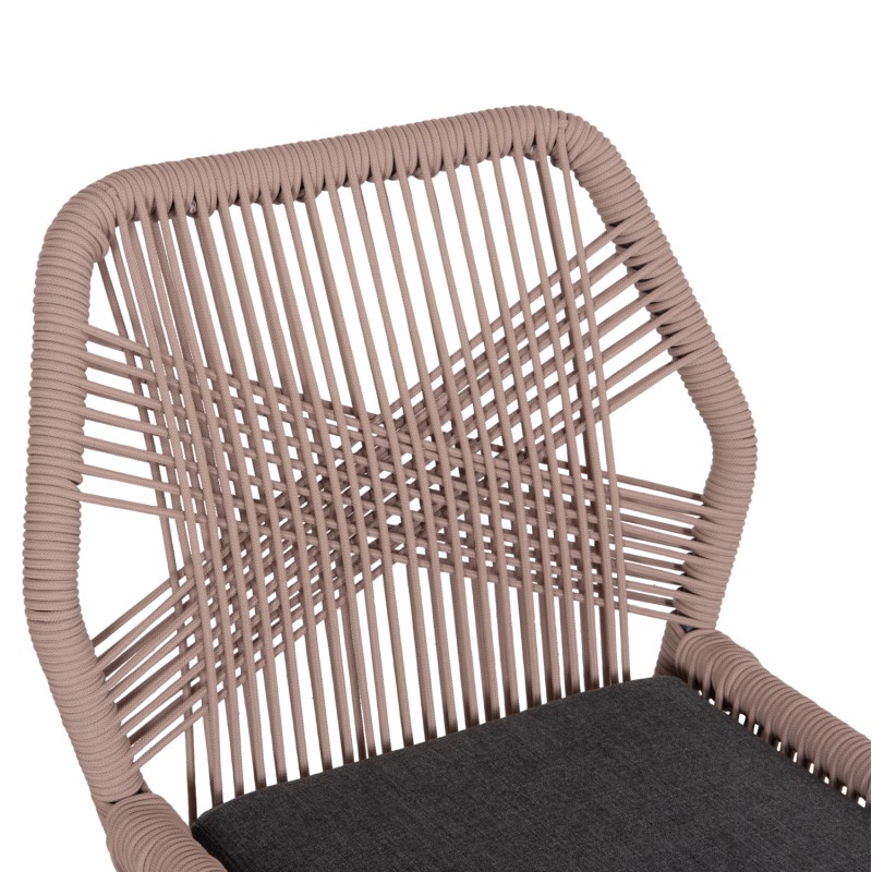 ALUMINUM DINING CHAIR HOWARD FK5547.12 DARK GREY FRAME--ROPE BEIGE & CUSHION IN DARK GREY 55.5x60x84.5Hcm. ALUMINUM DINING CHAIR HOWARD FK5547.12 DARK GREY FRAME--ROPE BEIGE & CUSHION IN DARK GREY 55.5x60x84.5Hcm.