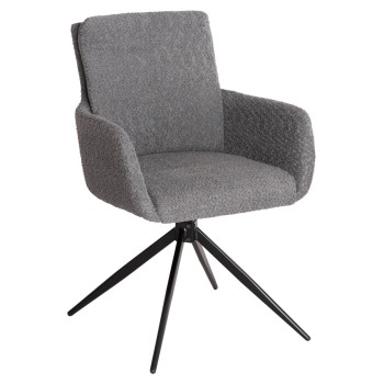 DINING ARMCHAIR SWIVEL BLANS FK9942.01 GREY BOUCLE FABRIC-METAL LEGS 62x60x90Hcm.