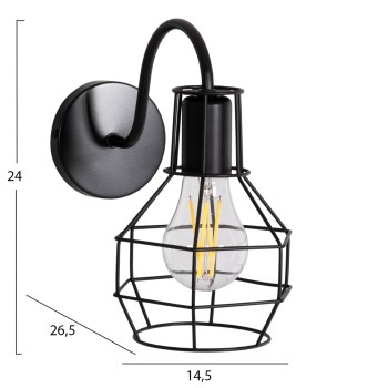 WALL SCONCE MILID2 FK4479 METAL IN BLACK 14.5x26.5x24Hcm.
