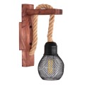 WALL SCONCE BARN2 FK4480 WOODEN BASE-HEMP ROPE-METAL 12x19.5x29Hcm. WALL SCONCE BARN2 FK4480 WOODEN BASE-HEMP ROPE-METAL 12x19.5x29Hcm.