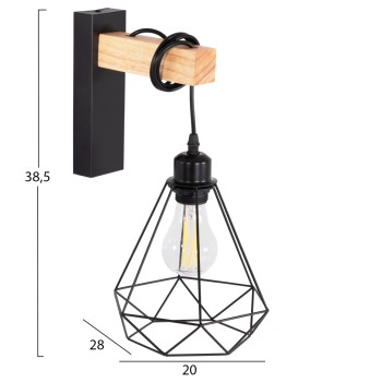 WALL SCONCE GROB FK4474 METAL-WOOD 20x26x38.5Hcm.
