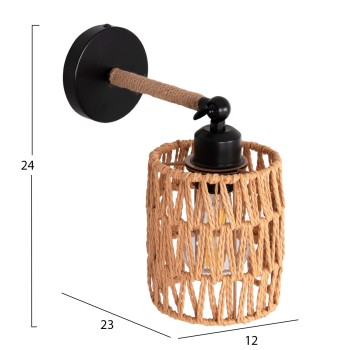 WALL SCONCE STOLT2 FK4484 METAL BASE-HEMP ROPE-[E27] 12x23x24Hcm.