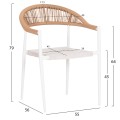 OUTDOOR DINING CHAIR BERG FK6284.01 ALUMINUM & TEXTILENE IN WHITE--P.E.TWISTED RATTAN 55x56x79Hcm. OUTDOOR DINING CHAIR BERG FK6284.01 ALUMINUM & TEXTILENE IN WHITE--P.E.TWISTED RATTAN 55x56x79Hcm.