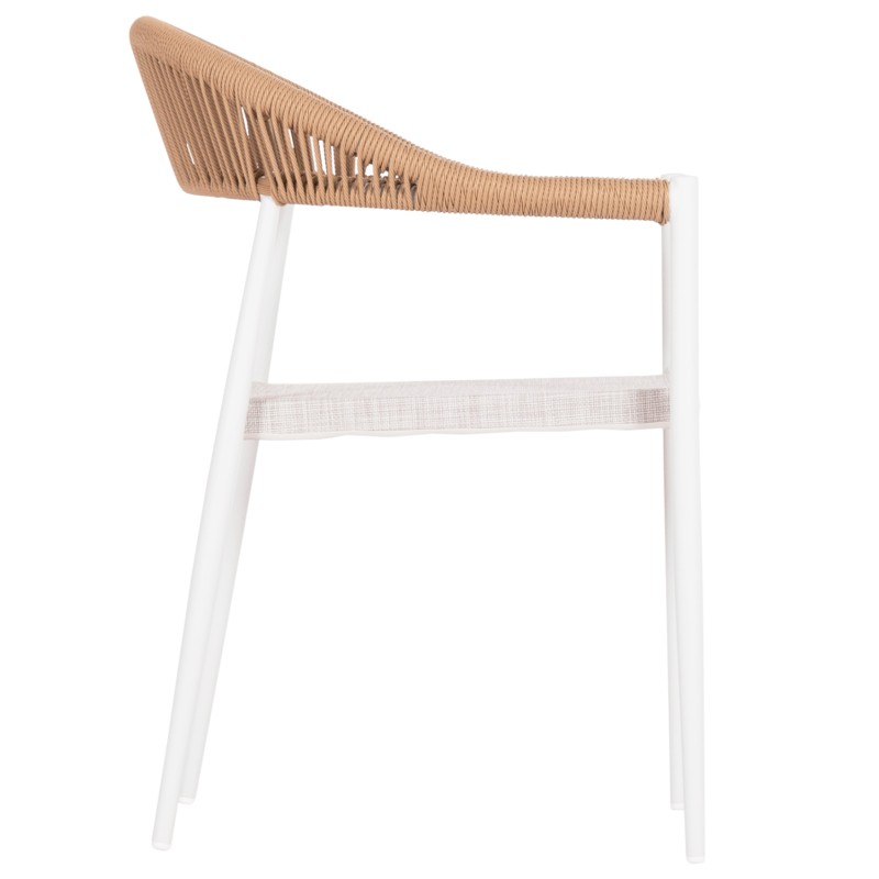 OUTDOOR DINING CHAIR BERG FK6284.01 ALUMINUM & TEXTILENE IN WHITE--P.E.TWISTED RATTAN 55x56x79Hcm. OUTDOOR DINING CHAIR BERG FK6284.01 ALUMINUM & TEXTILENE IN WHITE--P.E.TWISTED RATTAN 55x56x79Hcm.