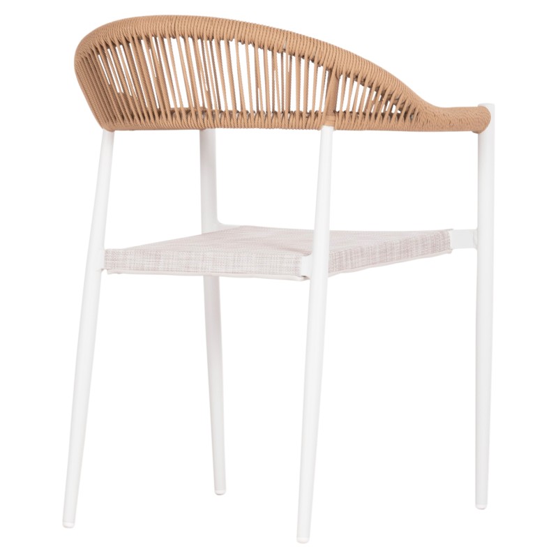 OUTDOOR DINING CHAIR BERG FK6284.01 ALUMINUM & TEXTILENE IN WHITE--P.E.TWISTED RATTAN 55x56x79Hcm. OUTDOOR DINING CHAIR BERG FK6284.01 ALUMINUM & TEXTILENE IN WHITE--P.E.TWISTED RATTAN 55x56x79Hcm.