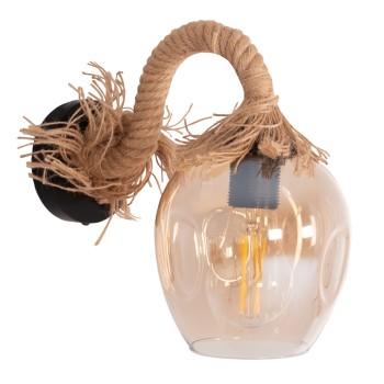 WALL SCONCE POPPER FK4481 METAL-ROPE-GLASS 14.5x26x24Hcm.
