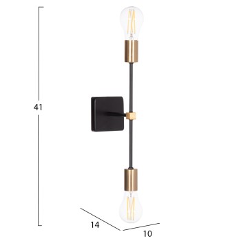 WALL SCONCE SABER2 FK4465 METAL IN BLACK & GOLD 10x14x41Hcm.