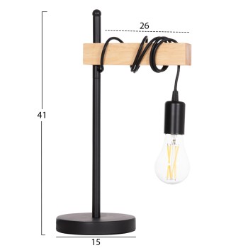 TABLE LAMP VOLKS FK4659 METAL--WOOD 15x26x41Hcm.
