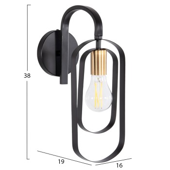 WALL SCONCE BIUT FK7443.11 METAL IN BLACK--GOLD BULB SOCKET 16x19x38Hcm.