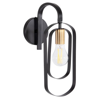 WALL SCONCE BIUT FK7443.11 METAL IN BLACK--GOLD BULB SOCKET 16x19x38Hcm.