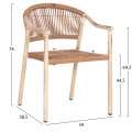 DINING ARMCHAIR KERLY FK6050.01 ALUMINUM IN OAK LOOK--P.E.RATTAN IN COPPER COLOR 54x58.5x76Hcm DINING ARMCHAIR KERLY FK6050.01 ALUMINUM IN OAK LOOK--P.E.RATTAN IN COPPER COLOR 54x58.5x76Hcm