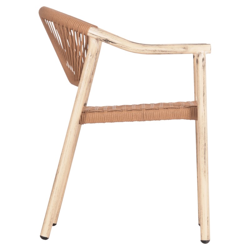 DINING ARMCHAIR KERLY FK6050.01 ALUMINUM IN OAK LOOK--P.E.RATTAN IN COPPER COLOR 54x58.5x76Hcm DINING ARMCHAIR KERLY FK6050.01 ALUMINUM IN OAK LOOK--P.E.RATTAN IN COPPER COLOR 54x58.5x76Hcm