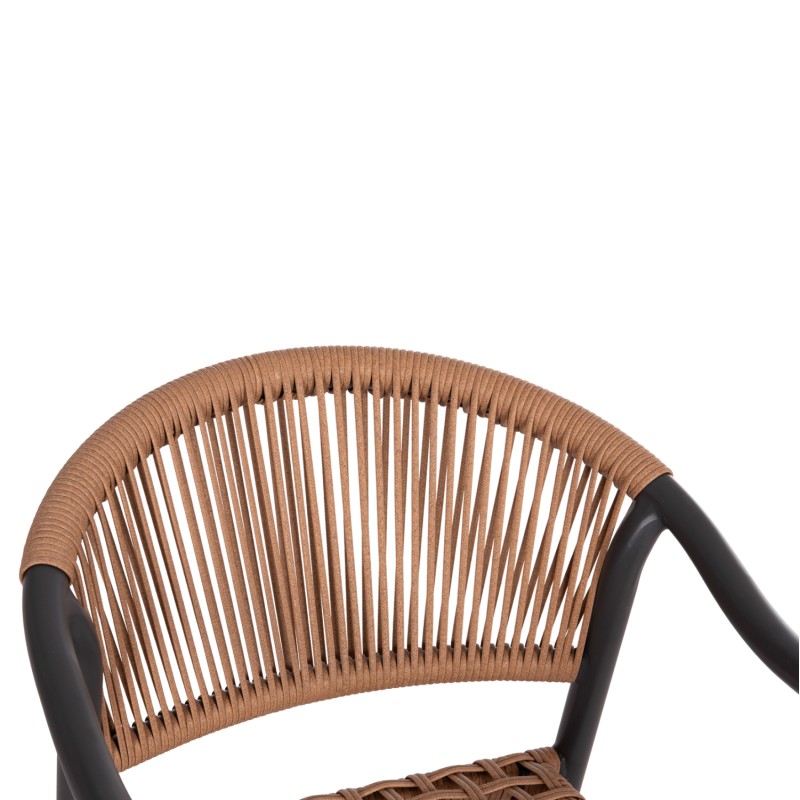 DINING ARMCHAIR KERLY FK6050.10 ALUMINUM IN DARK GREY--P.E.RATTAN IN BEIGE COLOR 54x58.5x76Hcm DINING ARMCHAIR KERLY FK6050.10 ALUMINUM IN DARK GREY--P.E.RATTAN IN BEIGE COLOR 54x58.5x76Hcm