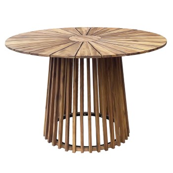 OUTDOOR DINING TABLE CRISTOBAL FK6234 ACACIA WOOD-METAL Φ120x76Hcm.