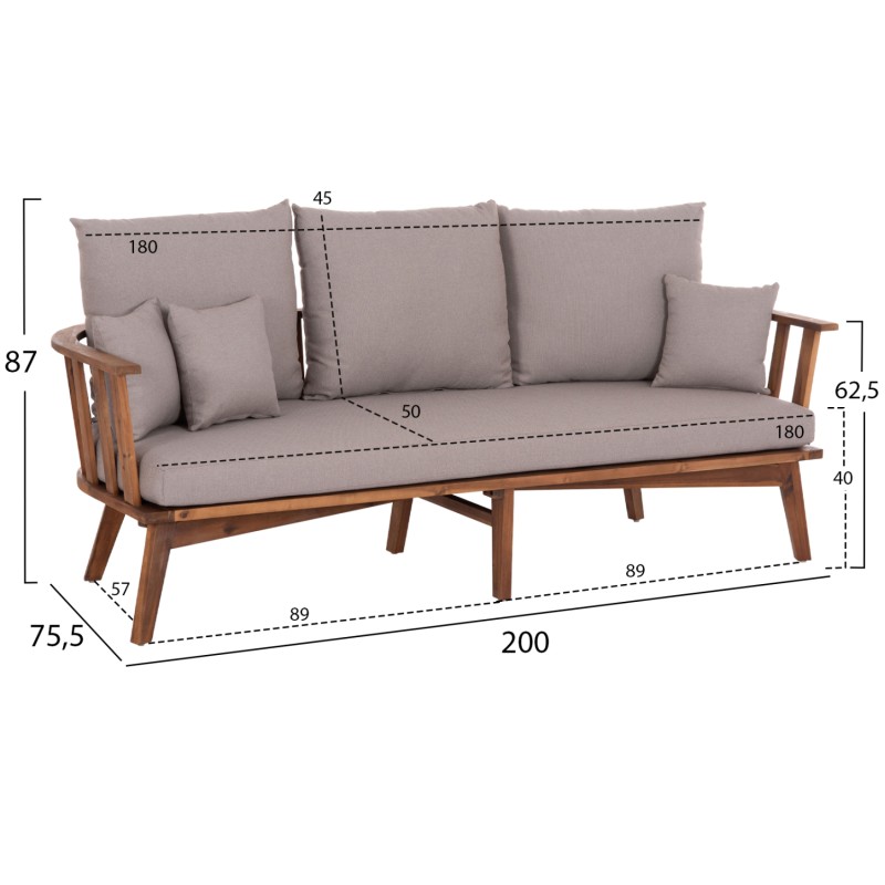OUTDOOR LOUNGE SET 4PCS HARRA FK6236 ACACIA WOOD IN NATURAL--CUSHIONS IN GREY OUTDOOR LOUNGE SET 4PCS HARRA FK6236 ACACIA WOOD IN NATURAL--CUSHIONS IN GREY