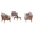 OUTDOOR LOUNGE SET 4PCS HARRA FK6236 ACACIA WOOD IN NATURAL--CUSHIONS IN GREY OUTDOOR LOUNGE SET 4PCS HARRA FK6236 ACACIA WOOD IN NATURAL--CUSHIONS IN GREY