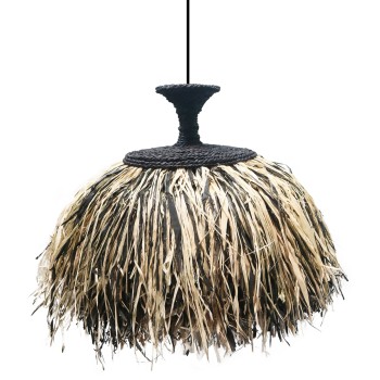 CEILING PENDANT LAMP ORDEM FK4716 SISAL & BANANA FIBERS CAP--BLACK & NATURAL Φ60x50Hcm.