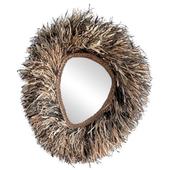 DECORATIVE WALL MIRROR GRESSO FK4712 BANANA FIBERS IN NATURAL-BLACK 90x100Hcm.