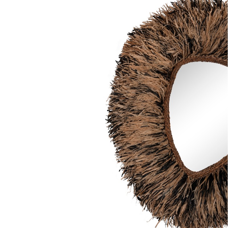 DECORATIVE WALL MIRROR GRESSO FK4712 BANANA FIBERS IN NATURAL-BLACK 90x100Hcm. DECORATIVE WALL MIRROR GRESSO FK4712 BANANA FIBERS IN NATURAL-BLACK 90x100Hcm.