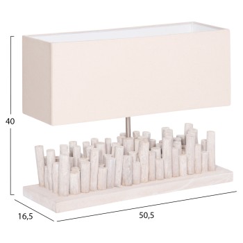 TABLE LAMP TWIGGY FK4426 DRIFTWOOD & CAP IN WHITE 50.5x16.5x40Hcm.