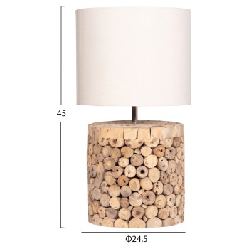 TABLE LAMP ROUND TWIGGY FK4427 DRIFTWOOD & BEIGE CAP Φ24.5x45Hcm.