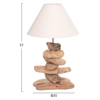 TABLE LAMP TYGO FK4436 DRIFTWOOD & WHITE CAP Φ35x57Hcm.