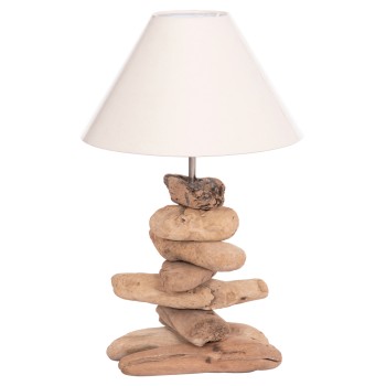 TABLE LAMP TYGO FK4436 DRIFTWOOD & WHITE CAP Φ35x57Hcm.