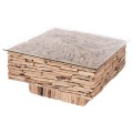 COFFEE TABLE SQUARE SPARROW FK9960 DRIFTWOOD--GLASS 95x95x51,5Hcm.