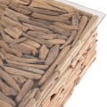 COFFEE TABLE SQUARE SPARROW FK9960 DRIFTWOOD--GLASS 95x95x51,5Hcm.