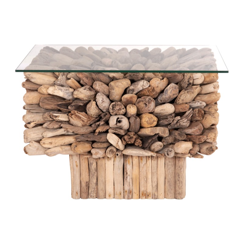 COFFEE TABLE SQUARE SPARROW FK9961 DRIFTWOOD--GLASS 75x75x51Hcm. COFFEE TABLE SQUARE SPARROW FK9961 DRIFTWOOD--GLASS 75x75x51Hcm.