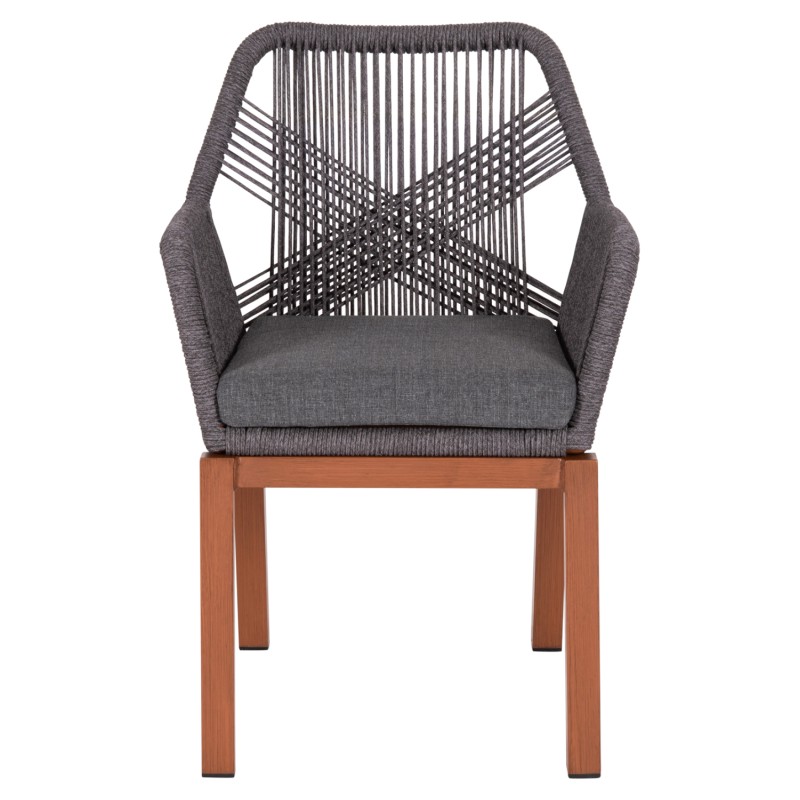 DINING ARMCHAIR HOWARD FK5543.11 BROWN ALUMINUM--ROPE & CUSHION GREY 57.5x62x84Hcm. DINING ARMCHAIR HOWARD FK5543.11 BROWN ALUMINUM--ROPE & CUSHION GREY 57.5x62x84Hcm.
