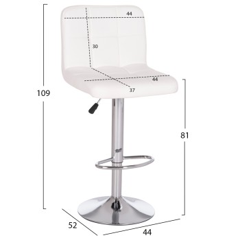 BAR STOOL SWIVELING DIANA FK202.22 WHITE PU--CHROMED METAL 44x52x109Hcm.