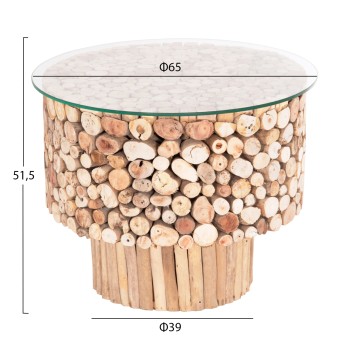 COFFEE TABLE ROUND SPARROW FK9963 DRIFTWOOD--GLASS Φ65x51.5Hcm. COFFEE TABLE ROUND SPARROW FK9963 DRIFTWOOD--GLASS Φ65x51.5Hcm.