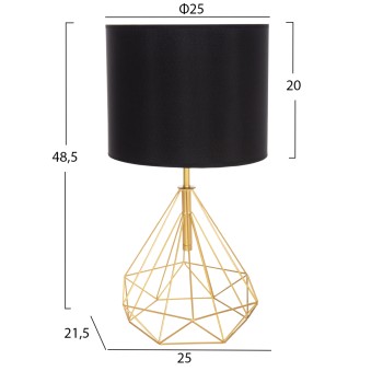 TABLE LAMP GEILO FK7416.12 METAL IN GOLD--BLACK PVC CAP Φ25x48.5Hcm.
