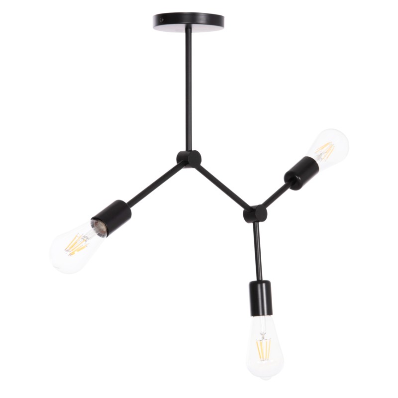 CEILING PENDANT 3-LIGHT FIXTURE LIGHTY FK7404.11 BLACK METAL 52x5x48Hcm. CEILING PENDANT 3-LIGHT FIXTURE LIGHTY FK7404.11 BLACK METAL 52x5x48Hcm.