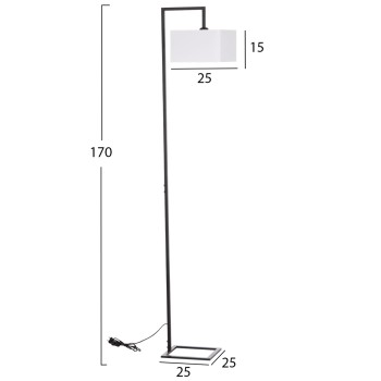 FLOOR STANDING LAMP BRANS FK7532.11 BLACK METAL--WHITE PVC CAP 25x33x170Hcm. FLOOR STANDING LAMP BRANS FK7532.11 BLACK METAL--WHITE PVC CAP 25x33x170Hcm.