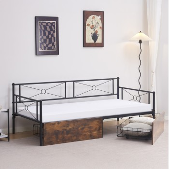 SOFA-BED BERNIE FK21120.01 METAL FRAME IN BLACK & DRAWERS- FOR MATTRESS 190x90cm. SOFA-BED BERNIE FK21120.01 METAL FRAME IN BLACK & DRAWERS- FOR MATTRESS 190x90cm.