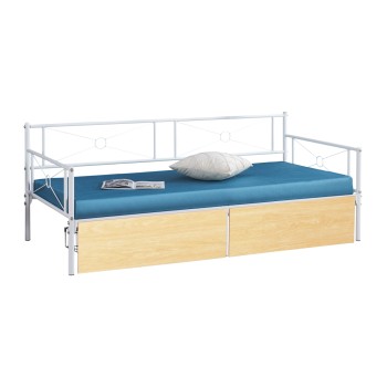 SOFA-BED BERNIE FK21121.02 METAL FRAME IN WHITE & SONAMA DRAWERS- FOR MATTRESS 190x90cm.