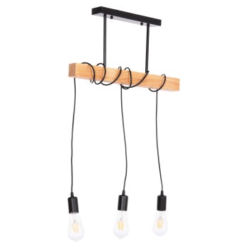 CEILING PENDANT 3-LIGHT FIXTURE VOLKS FK4658 METAL-WOOD 49.5x5x134.5Hcm.